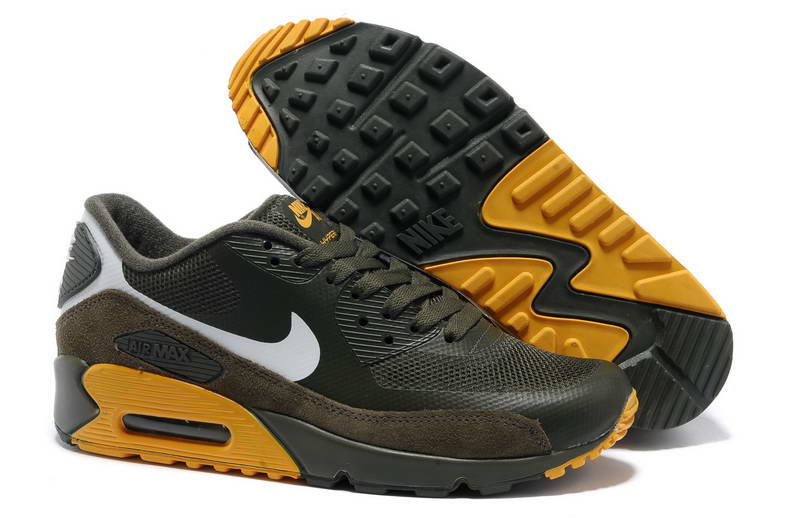 Air Max 90 Hyperfuse Fourrure Chaussures Hommes Marron Jaune